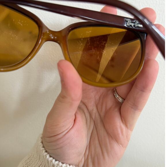 Vintage 80s Ray Ban Brown Polarized Yellow Mirror Lens Round Eye Sunglasses main image 7